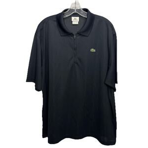 Lacoste Sport Polo Shirt Mens 7 Black Quarter Zip Performance